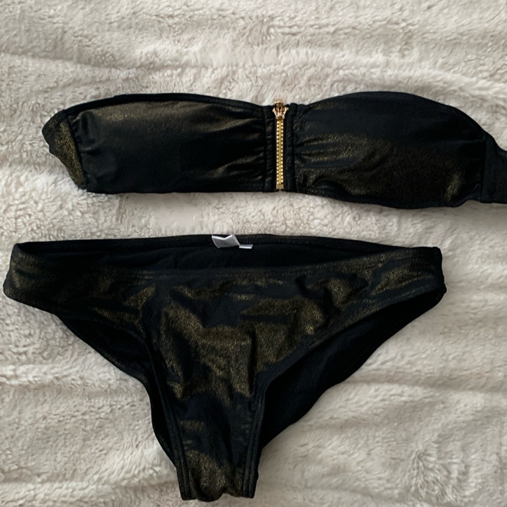 Gold shimmer bikini- new with tags. Medium top large bottom